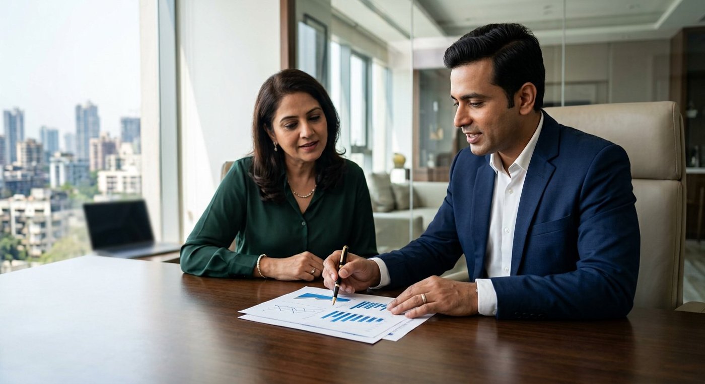 An adviser discussing financial planning documents
